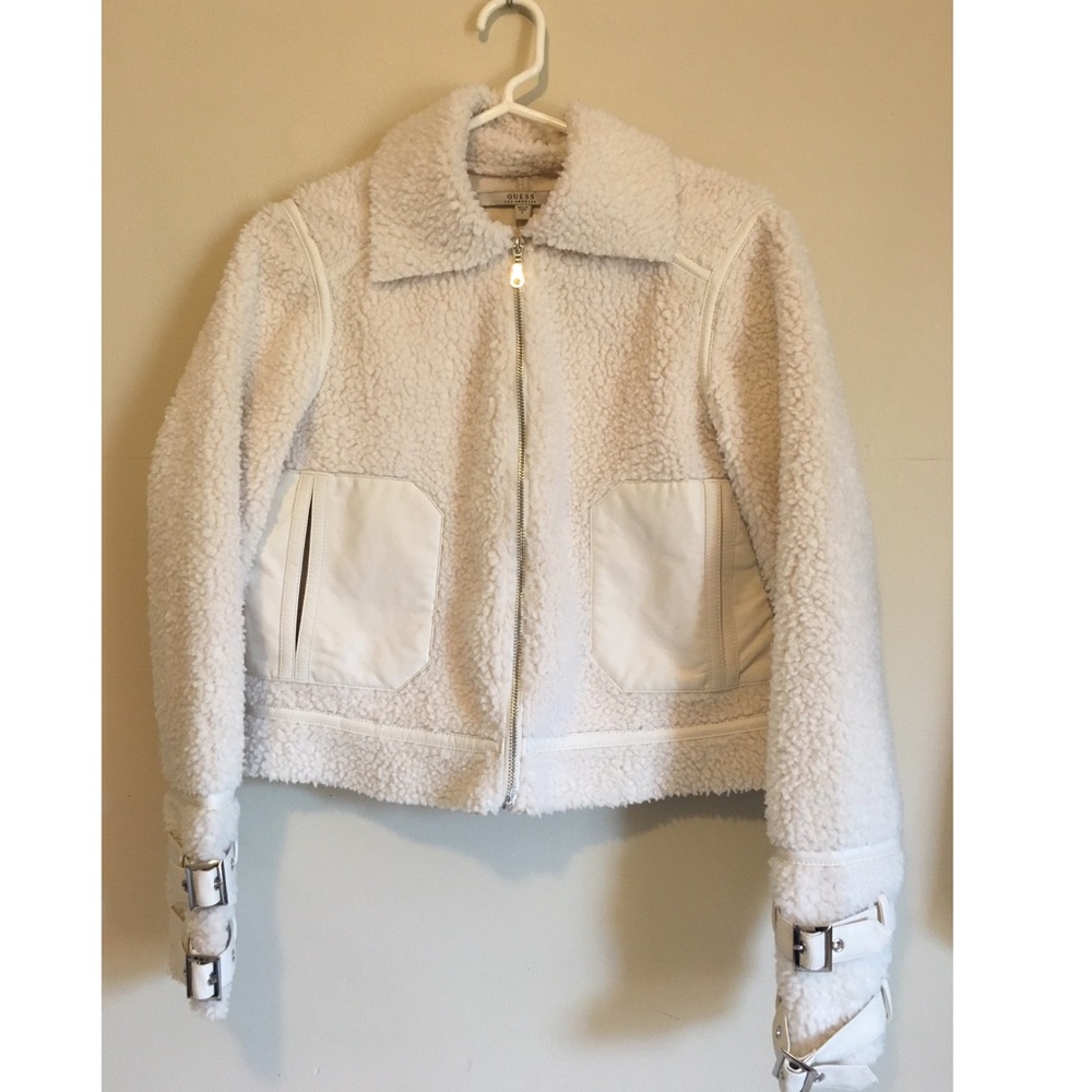 Fluffy white GUESS jacket